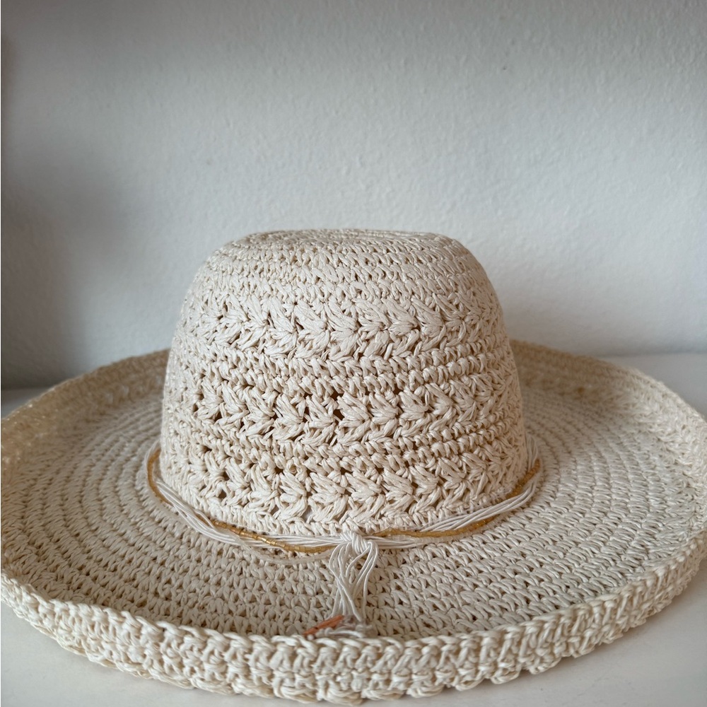 Cream Crochet Sun Hat